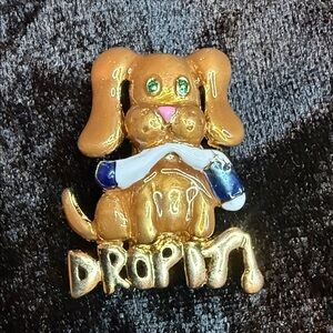 Danecraft Gold Dog 'Drop It' Brooch
